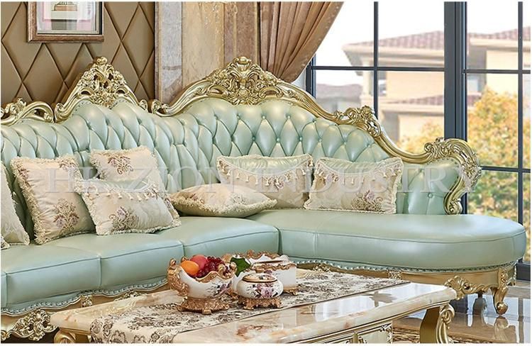 High Quality Modern Royal Palace Furniture European Style Home Furniture Living Room Sofa Sectional Sofa Living Room Furniture Gold Frame Sofa