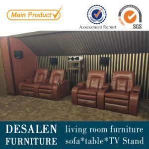 Brown High Quality Home Theater Recliner Leather Sofa (G038)