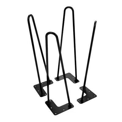 Heavy Duty U-Shaped Two Steel Rod Black Hairpin Table Legs