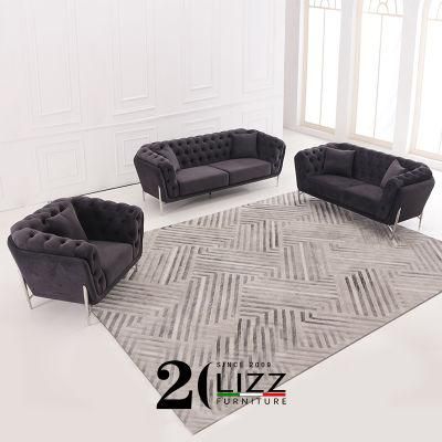 Leisure Furniture Divaani Velvet Fabric Modern Chesterfield Sofa
