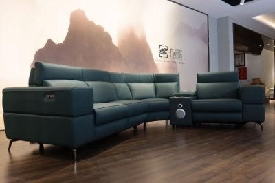 Living Room Wooden Furniture Modern Genuine Leather Sofa Recliner Sofa