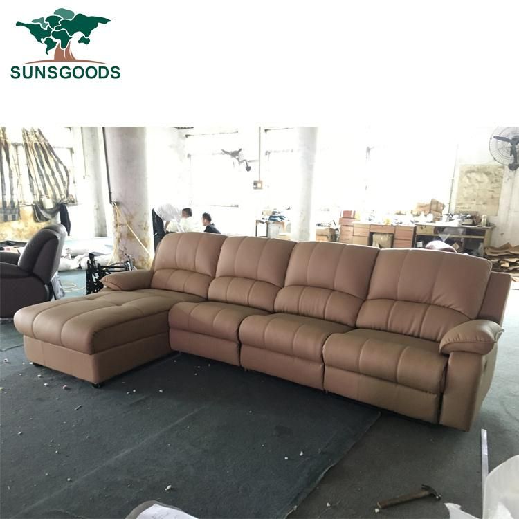 Electric Recliner Sofa Leather Corner Lounge with Low Back