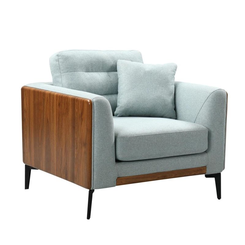 Nova 1 Seater Modular Linen Fabric Sofa Couch Armrest Furniture Light Blue