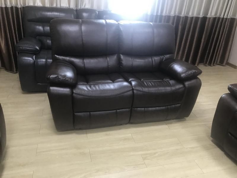 Air Leather Reclining Sofa for Drop Table and Console for Living Room Set