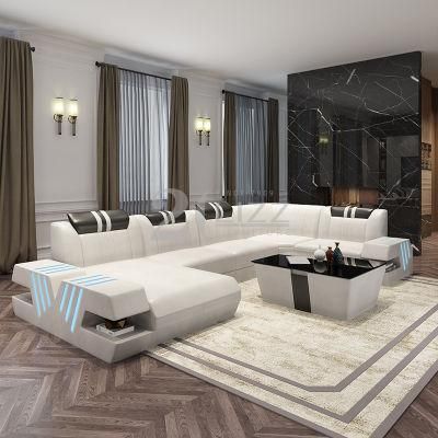 Modern Home Sectional Living Room LED Leather Sofa Furniture Set