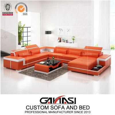 Luxurious Modern Room Furniture Italian Soft Leather Bed Sofa