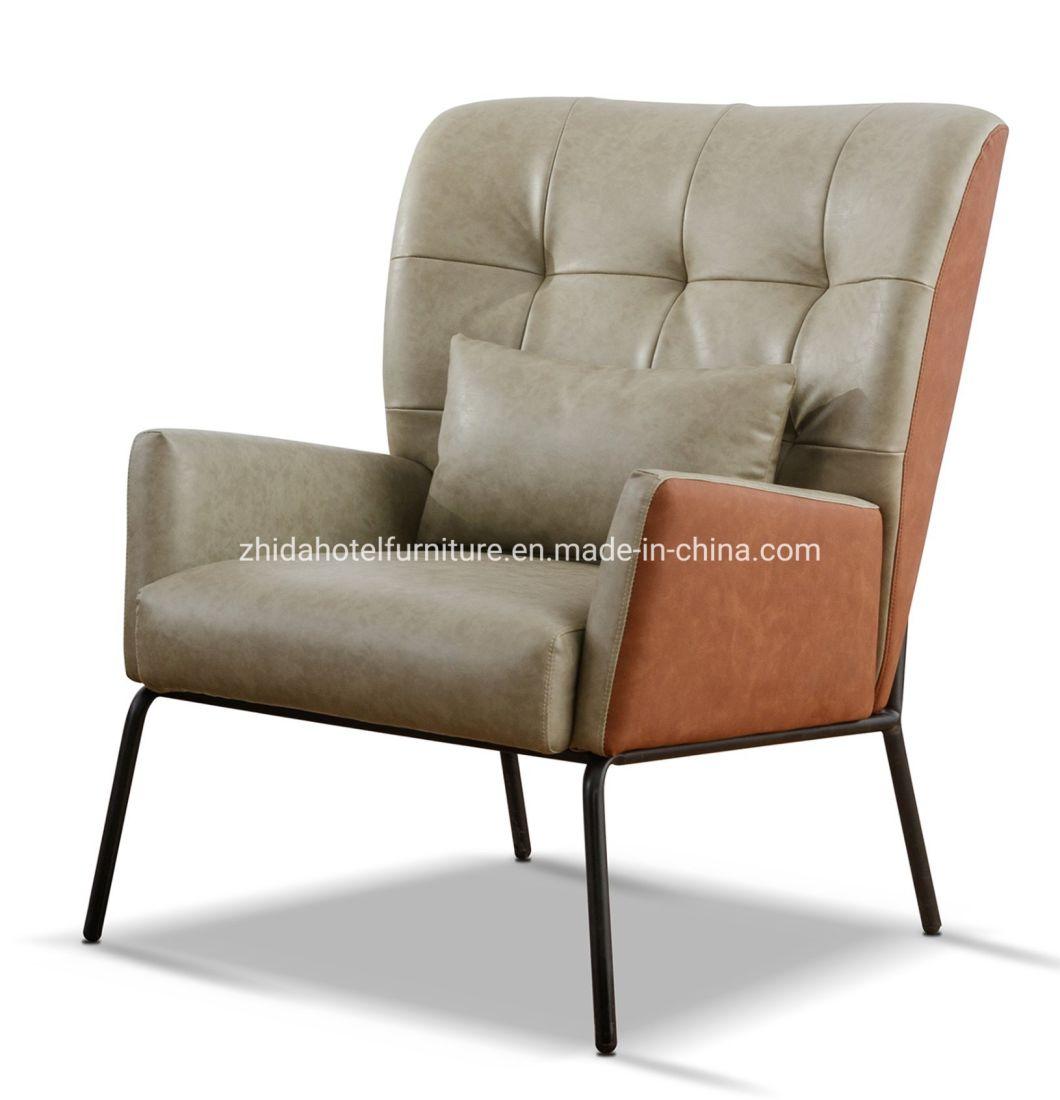 Living Room Furniture Hotel Bedroom Recliner Metal Leg Leather Sofa