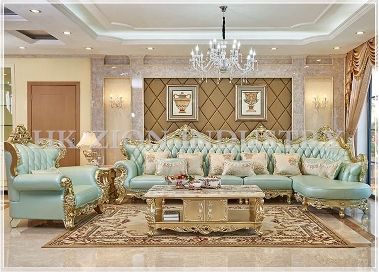 High Quality Modern Royal Palace Furniture European Style Home Furniture Living Room Sofa Sectional Sofa Living Room Furniture Gold Frame Sofa