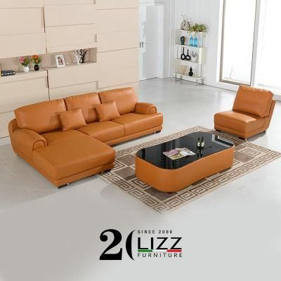Factory Wholesale Leather L Shape Sectional Sofa with Stainless Steel Legs