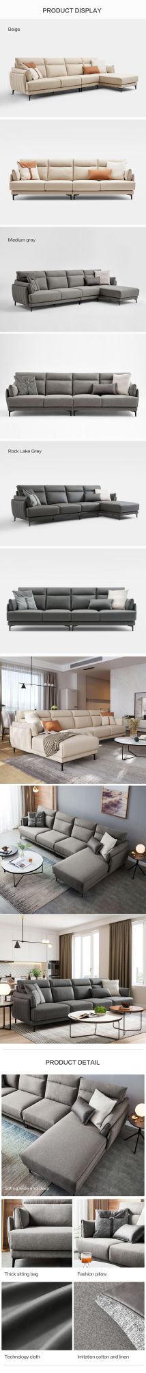 Linsy Nordic 4 Seater Fabric Sectional Couch L Shape Sofa Furniture for Living Room S082