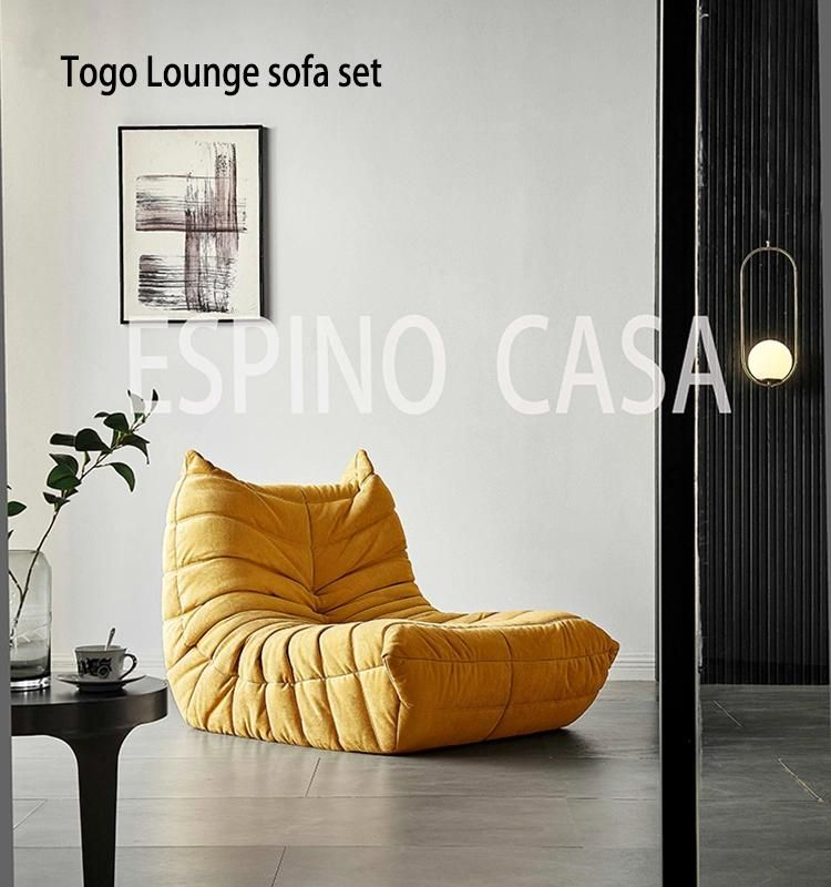 Italian Luxury Hot Sale High-End Togo Sofa Tatami Lazy Relaxing Sponge Sofa Lounge Chair Set