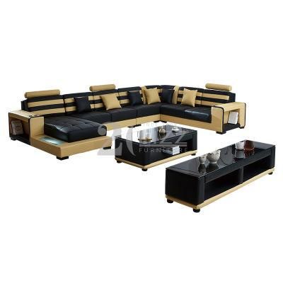 U Shape Home Furniture Set Modern Leather LED Sectional Sofa