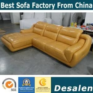 Black Top Grain Leather Sofa with Corner (A849)