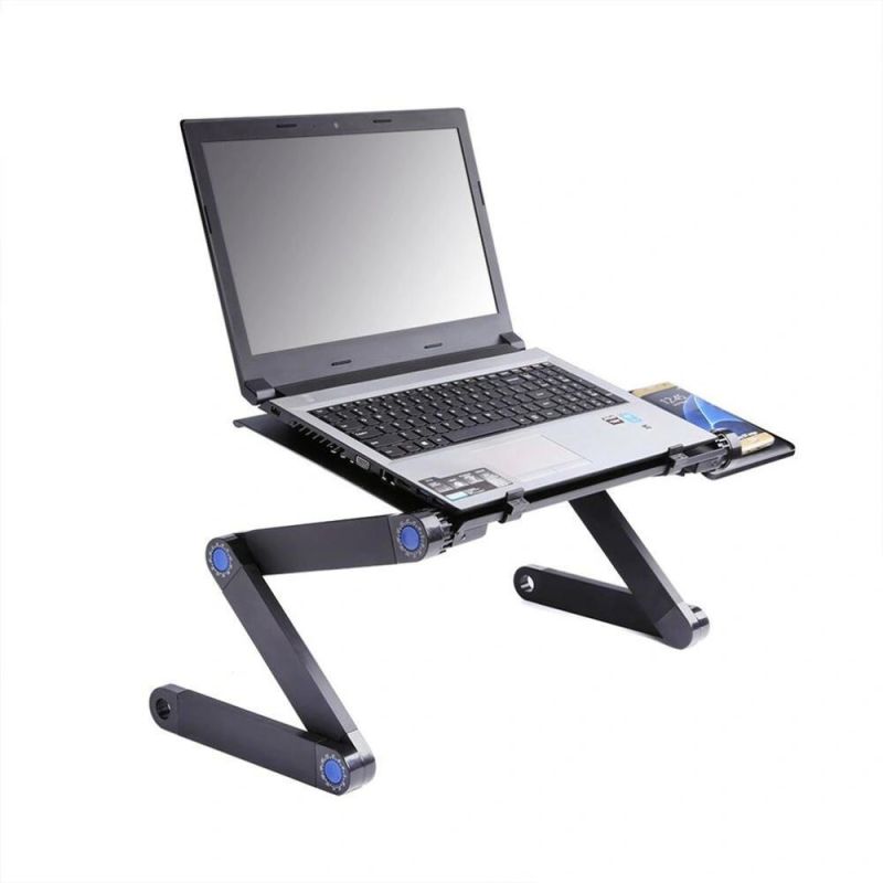 Office Home Computer Desk Foldable Aluminum Portable Adjustable Laptop Stand Table with Fan