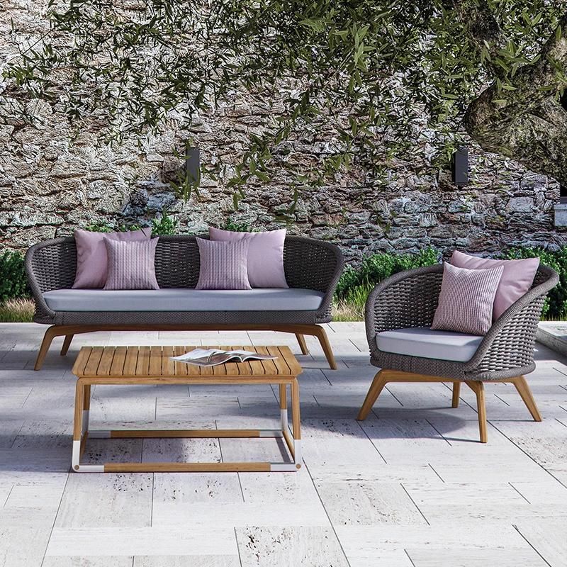 Outdoor Sofa Combination Villa Courtyard Rattan Furniture Teak