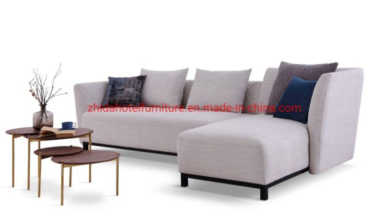 L Shape Modern Lobby Hotel Living Room Fabric Sectional Sofa for Villa Apartment Home Hotel Furniture