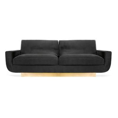 Living Room Gold Stainless Steel Frame Fabric Cover Wooden Black Modern Sofa Set Furniture