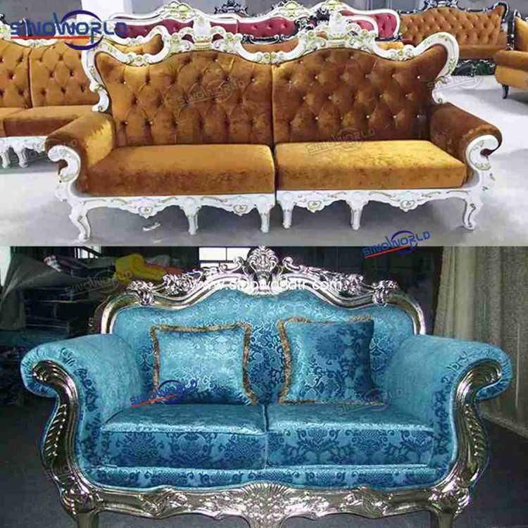 Elegant Golden Solid Wooden Hotel Restaurant King Throne Wedding Sofa