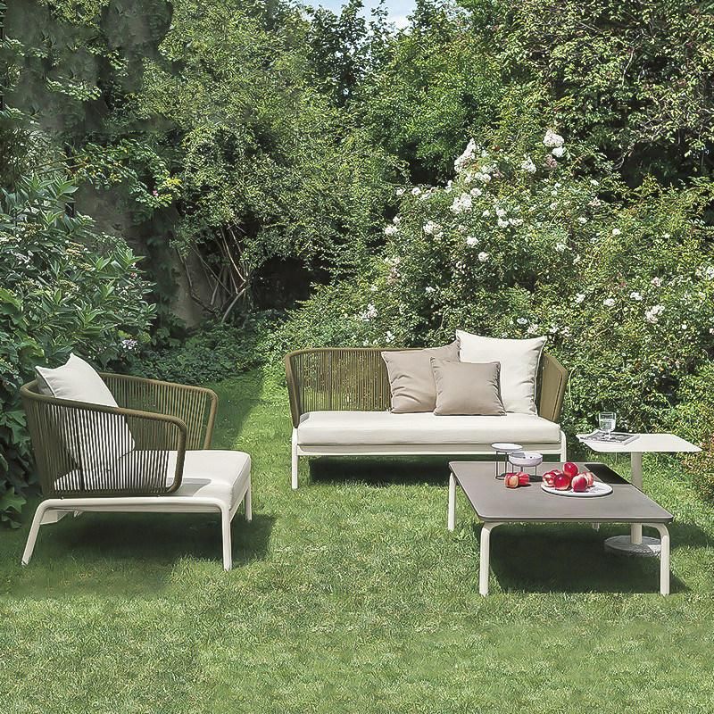 Nordic Hotel Leisure Outdoor Furniture Corner Sofa Set 1 2 3 Seater Rope Garden Sofa
