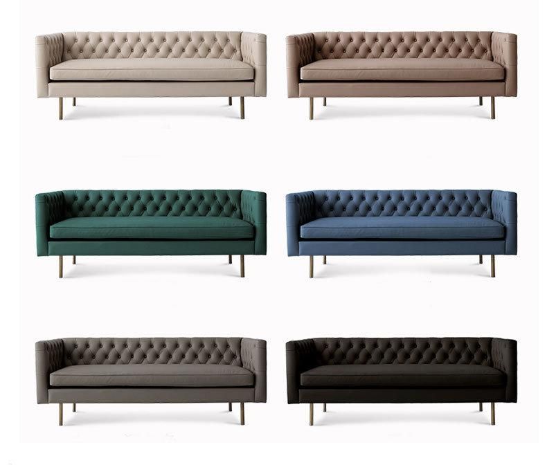 Living Room Leather Chesterfield Furniture Wood Frame Modern Sofa