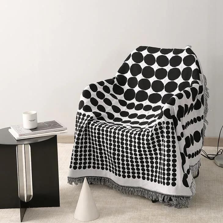 Black and White Sofa Cover Beach Towel Woven Blanket
