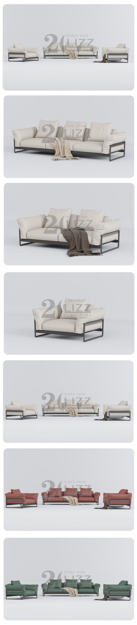 European Modern Design Sectional Geniue Leather Couch Living Room Home Sofa Furniture with Metal Legs