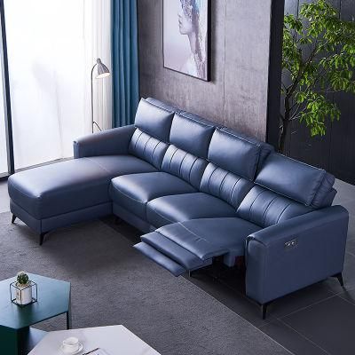 Geuine Leather Reclining Sofa Living Room Relaxing Sofa Functional USB Charging Sofa