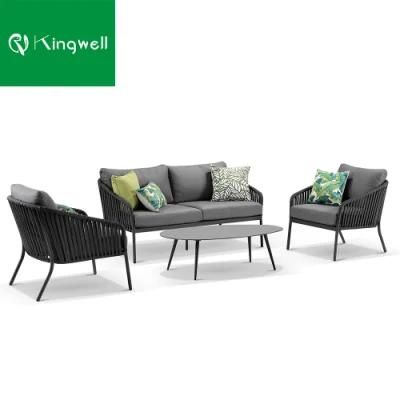 Popular Patio Furniture Aluminum Rope Sofa Outdoor Sectional Sets with Good Price