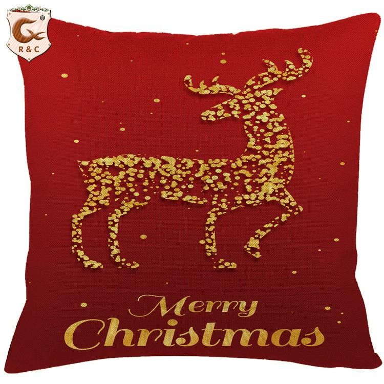 Modern Decorative Home Cushion Covers Elk Red Merry Christmas Sofa Pillow Covers
