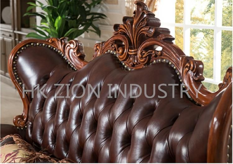 Traditional and Classical European Style Chesterfield Living Room Sofa Home Furniture Living Room Use Brown Genuine Leather Sofa Sectionals