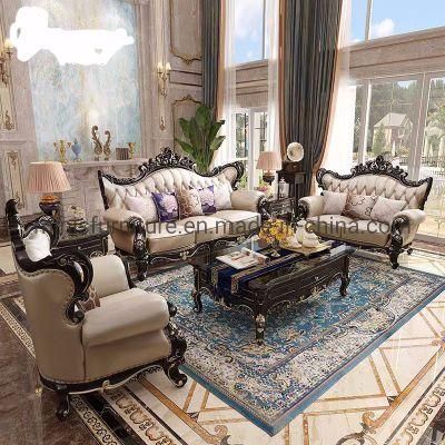 (MN-CSF16) Villa European Style Luxury Living Room Genuine Leather Sofa