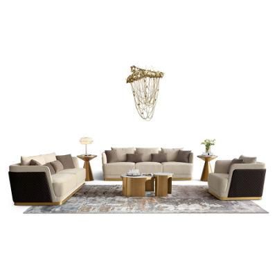 Zhida Hot Sale Modern Living Room Furniture Design Leather Frame Fabric Seat Sectional Sofa Set Luxury Italian Style 1 2 3 Seater Sofa