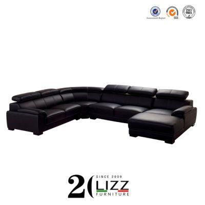 Living Room Sofa Genuine Leather U Shape Corner for Home