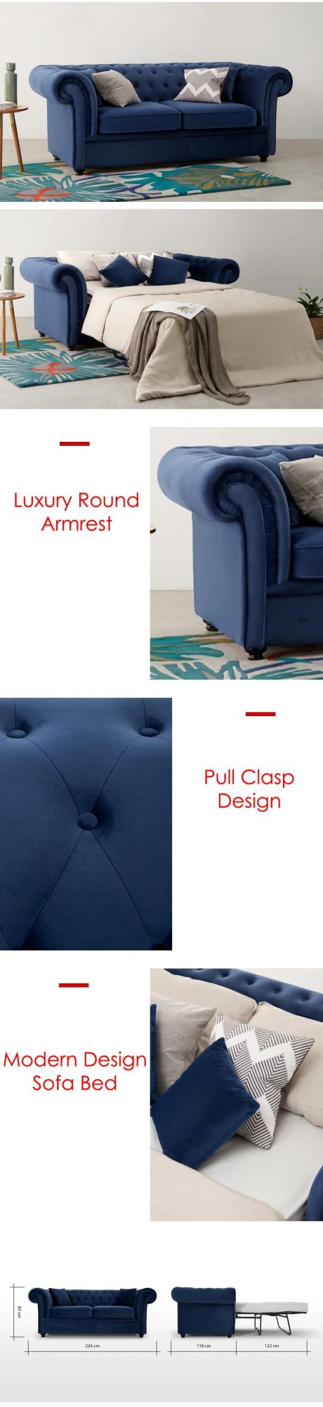 Modern Luxurious Living Room Circle Armrest Design Cloth Art Sofa Bed