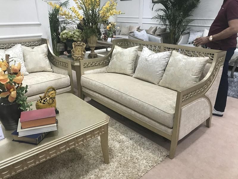 Fabric Solid Wood Frame Sofa with Classic Style for Living Room Furniture