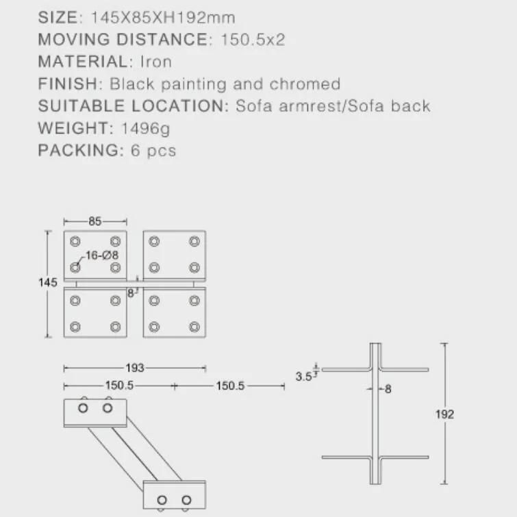 Function sofa hardware adjustable hinge sofa armrest ratchet