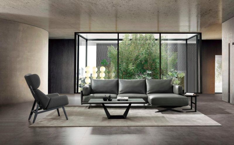Fashion Leisure Chair Home Furniture Italian Style Modern Living Room Leather Sofa Set