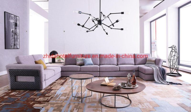 Modern L Shape Restaurant Lobby Fabric Living Room Furniture Sofa