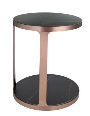 Customized OEM Leisure Table Frame Base with Rose Gold Metal Legs Small Sofa Side Table
