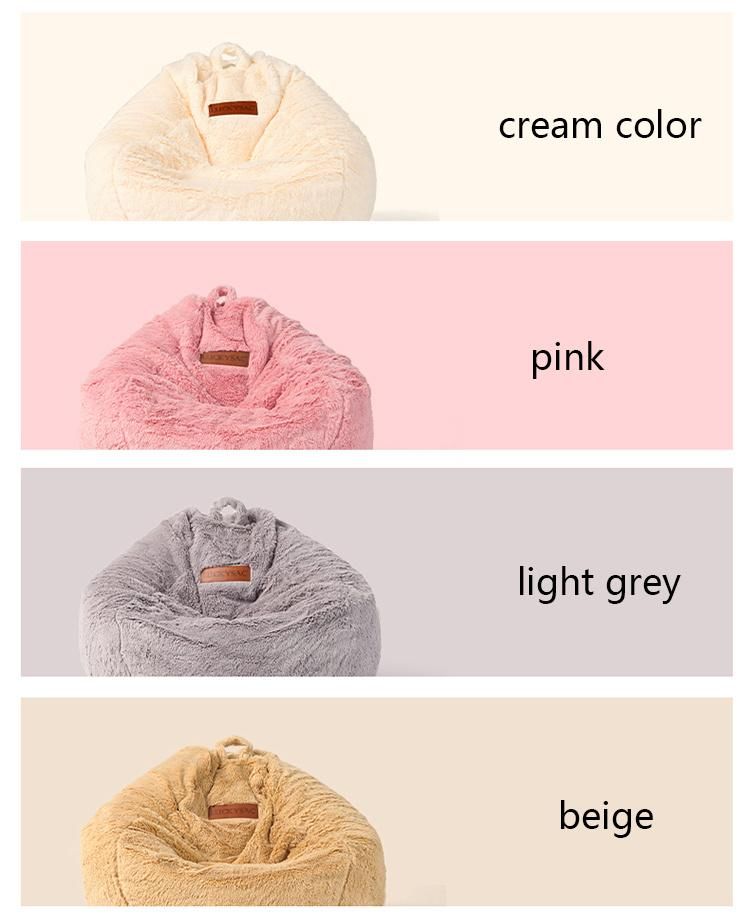 Wholesale Faux Fur Living Room Furniture Luckysac Sofa Set Furniture European Design Teardrop Bean Bag Sofa with Ottoman