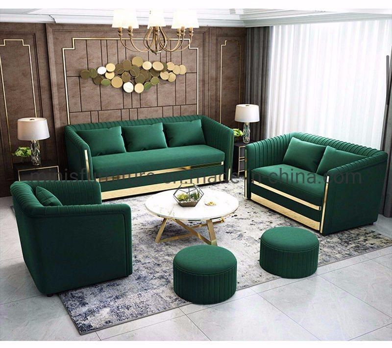(MN-HSF015) Luxury Hotel Lobby/Home Living Room Genuine Leather Sofa Furniture