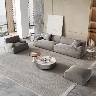Lesure Contemporary Italian Suede latest Design Martha Fishion Style Living Room Simple Leisure Full Leather Sofa