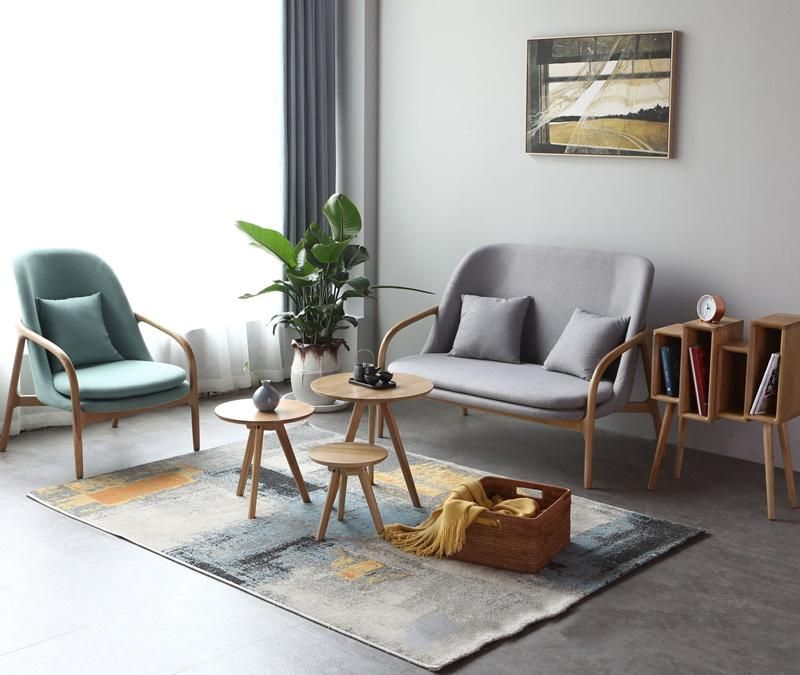 Nordic Solid Wood Living Room Sofa White Oak Single Double Sofa 0097