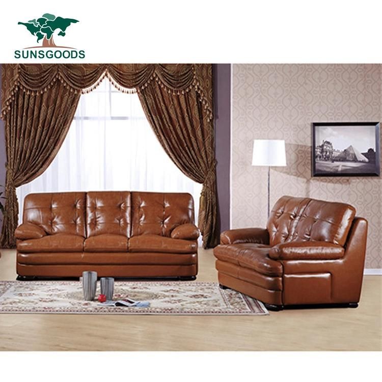High Quality Tufted Genuine Leather Couches for Living Room