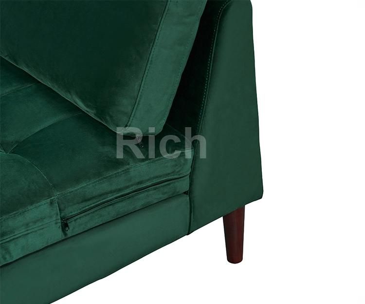Chinese Furniture Green Velvet Cushion Living Room Fabric Modular Sofa
