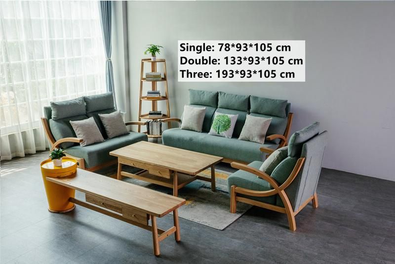 Nordic Small Apartment Living Room Solid Oak Wood Single Double Triple Corner Sofa 0259
