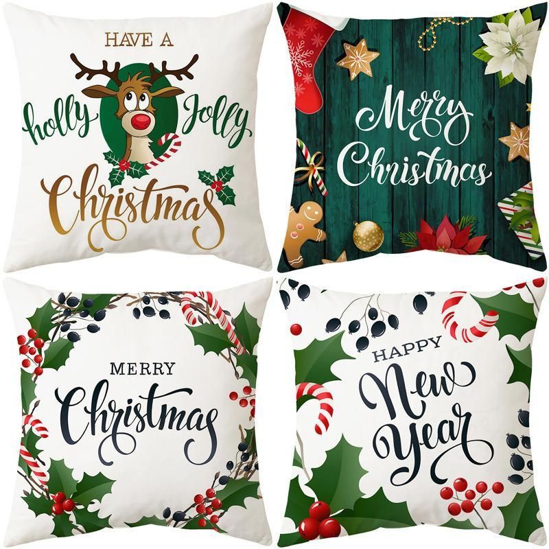 Custom Polyester Square Throw Pillow Case Decorative Pillowcase Luxury Sofa Christmas Velvet