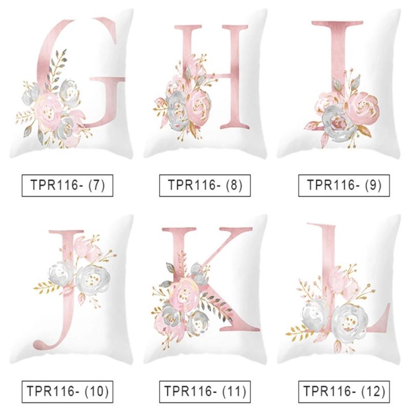Holiday Decoration Pink Letter Flower Pattern Pillowcase Sofa Cushioncase