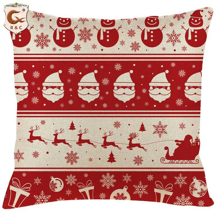 Modern Decorative Home Cushion Covers Elk Red Merry Christmas Sofa Pillow Covers