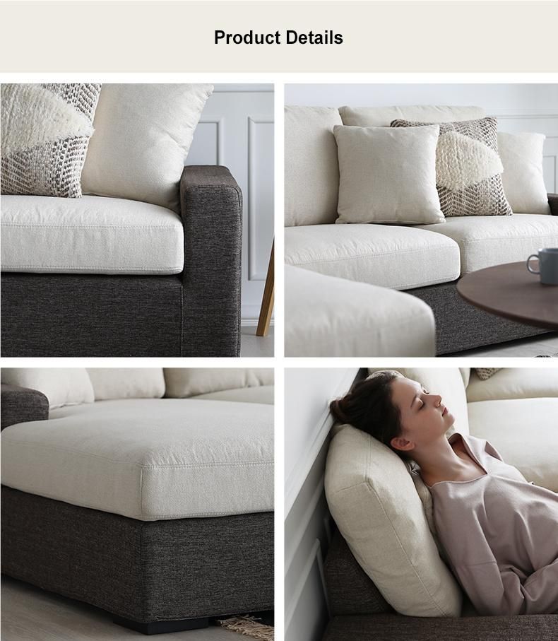 Sponge with Armrest L Shape Set Fabric Home Furniture Sofa